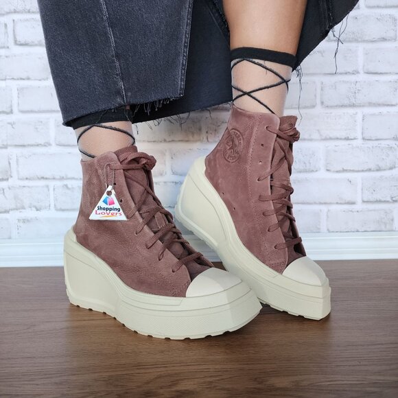 Converse Chuck 70 Wedge Square Platform Hi Leather 7.5 Women Shoes Brown A08247C - Picture 2 of 10